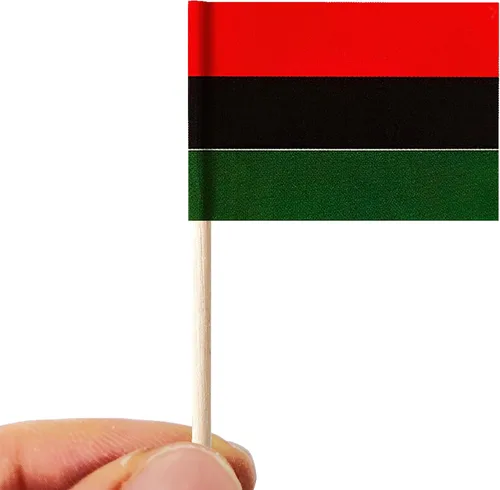 Vista 3 de stidsds 100 unidades de banderas afroamericanas pan, palillos de dientes africanos, mini pequeñas decoraciones negras para cupcakes, banderas