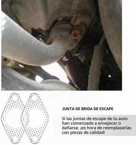 Vista 3 de 2 juntas de escape de automóvil, junta de brida de escape de 2 pernos de 1.5 pulgadas, accesorios para automóvil, junta de colector de escape