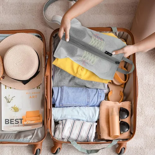 Vista 7 de Luvsusu Bolsas de zapatos esenciales de viaje, resistentes al agua, para hombres y mujeres, organizador portátil de almacenamiento de zapatos
