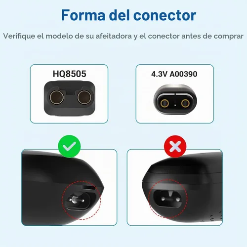 Vista 6 de Cable de carga para Philips Norelco HQ8505, cable de fuente de alimentación para afeitadora eléctrica Philips 7000 5000 3000 9000 Series mg7750
