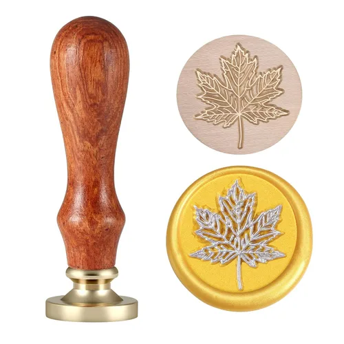 Vista 9 de Yoption Sello de sello de cera de hoja con luna, sello botánico vintage para invitaciones de boda, sobres de embalaje de regalo Una luna con hoja