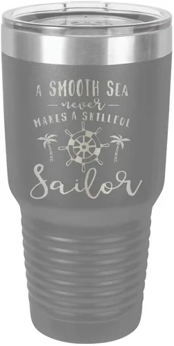 Vista 11 de Un mar suave nunca hace un sillón hábil grabado de 325 ml vaso de acero con recubrimiento de polvo grabado por láser taza de viaje de camello polar