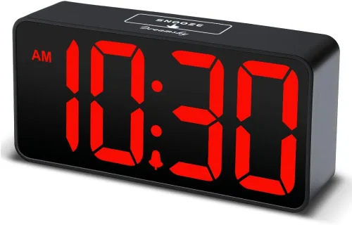 Vista 16 de DreamSky - Reloj despertador digital pequeño para dormitorio con números grandes Electric Bedside Desk Clock with USB Charging Port, Brightness