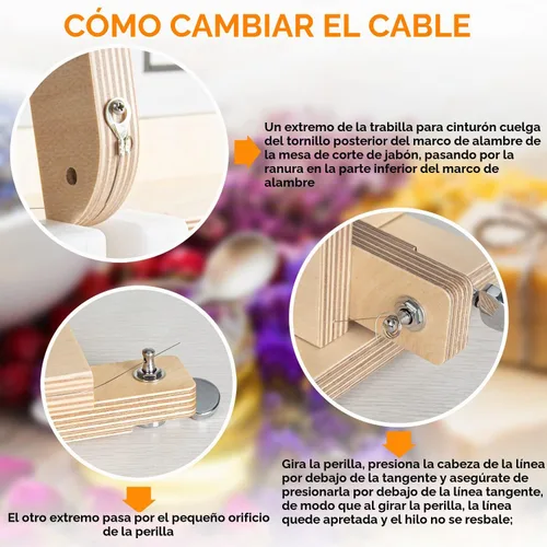 Vista 5 de Evinis Cortador de jabón de madera, herramienta de corte de alambre ajustable para hacer jabón hecho a mano, velas, recortar queso, herramienta