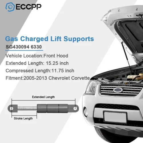 Vista 2 de ECCPP Soporte de elevación para capó de repuesto, resortes de gas para Chevrolet Corvette 2005-2012, juego de 2