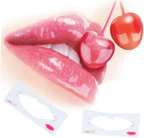 Vista 3 de 3 plantillas de delineador de labios, 3 estilos de modelo de labios, plantilla de línea de labios, tarjeta de labios cosméticos maquillaje