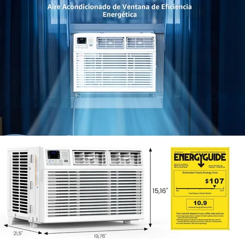 Vista 8 de Aire acondicionado electáctico para ventana, unidad de CA de ventana de 12000 BTU, refrigeración de 550 pies cuadrados, enfriamiento rápido
