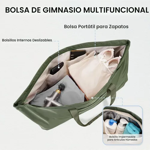 Vista 3 de Bolsa grande para esterilla de yoga con compartimento para zapatos y bolsillo impermeable, bolsa de gimnasio para pilates con soporte para esterilla