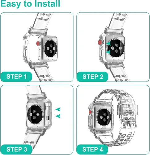 Vista 6 de Compatible con Apple Watch Band transparente de 1.929 in 1.811 in 1.772 in 1.732 in 1.654 in 1.614 in 1.575 in 1.496 in para mujeres y hombres