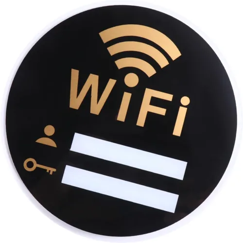 Vista 4 de STOBOK 3 unids pegatinas redondas oficina signo decoración oficina tablero para pared de oficina Wifi acrílico signo wifi contraseña signo