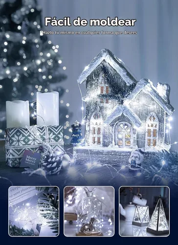 Vista 3 de Minetom Guirnalda de luces parpadeantes enchufables, 100 luces LED USB de Blanco puro