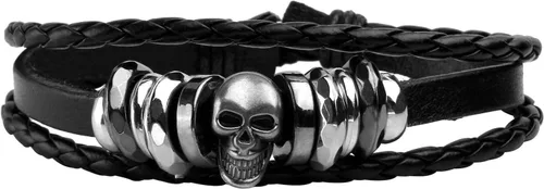 Vista 2 de Pulsera de piel sintética EIGSO hecha a mano para hombres estilo retro con nudo ajustable