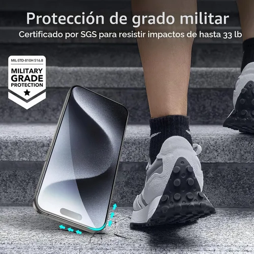 Vista 2 de ESR 3+2 Pack para iPhone 15 Plus Protector de pantalla, Alinear Marco