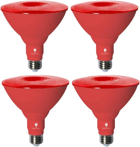 Vista 23 de Bluex Bulbs Paquete de 2 bombillas de luz LED BlueX Par38 de inundación color rojo - 18W (equivalente a 120 vatios) - Clasificación de humedad