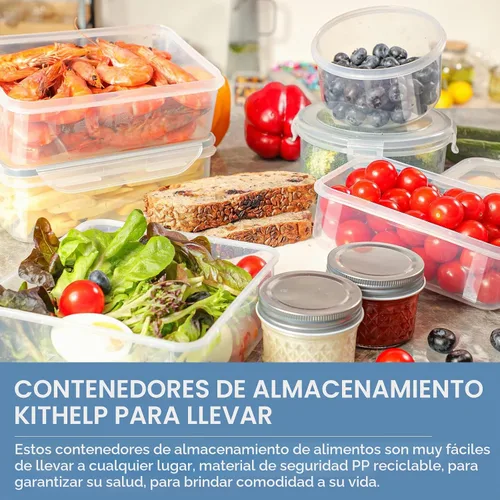 Vista 3 de 28 recipientes de almacenamiento de alimentos con tapas, recipientes extragrandes para congelador para alimentos, sin BPA, para carne, fruta Paquete