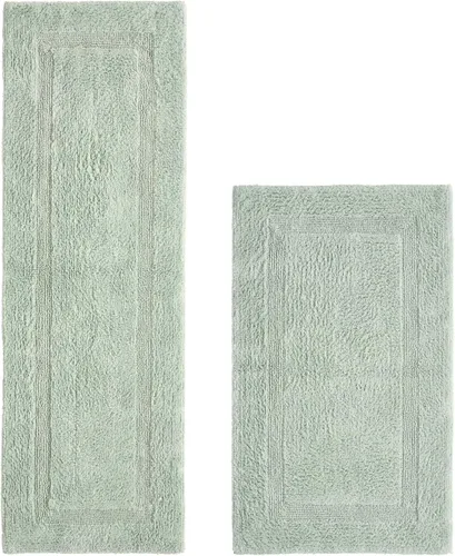 Vista 324 de Better Trends - Juego de 2 alfombras de baño 100% algodón, extra suaves, con borlas, de 17" x 24", alfombra de baño superabsorbente y reversible