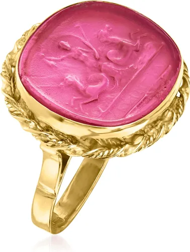 Vista 3 de Ross-Simons Anillo de cristal veneciano rosa italiano estilo cameo en oro de 18 quilates sobre ley, Plata de ley, no conocido