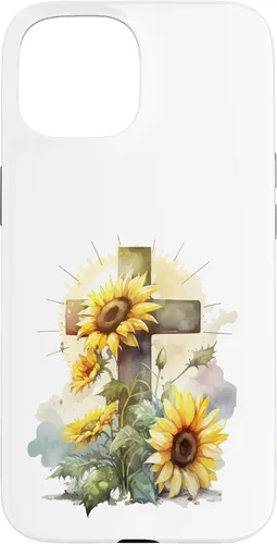 Vista 6 de Faith Christian Cross Watercolor Sunflower Flowers Case for iPhone 17