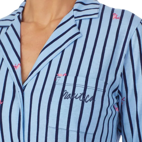 Vista 3 de Nautica Conjunto de pijama de manga larga con botones en la parte delantera y pantalón para mujer