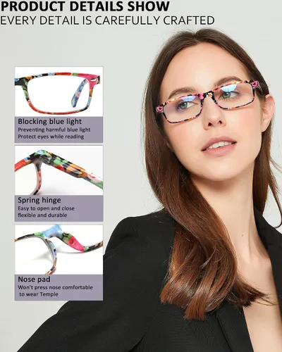 Vista 4 de Lentes de lectura para mujer, elegantes lectores con bloqueo de luz azul, anteojos para mujer, anteojos de computadora de moda