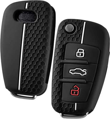 Vista 11 de ELOHEI Funda para llavero Audi, funda de TPU suave de alta calidad, protección completa, compatible con Audi A1 A3 Q3 Q7 R8 A6L TT (negro)