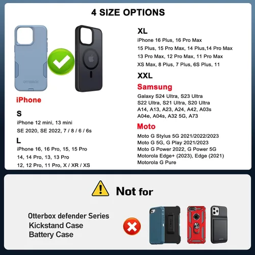 Vista 2 de ykooe Funda para teléfono celular compatible con iPhone 17, 16, 15, 14, 13, 12 y modelos Pro, clip para cinturón y tarjetero, negro, L