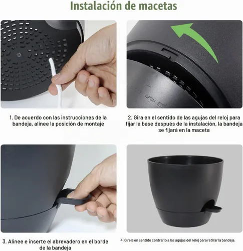 Vista 4 de Macetas de 8 pulgadas con riego automático, juego de 2 macetas de plástico con agujeros de drenaje de malla para plantas de jardín y flores, macetas