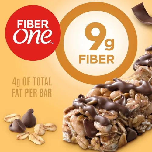 Vista 2 de Fiber One Barras masticables, avena y chocolate, aperitivos de fibra, 5