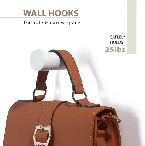 Vista 3 de FANATU Ganchos de Pared de Madera para Abrigatos Montados en la Pared (4 Paquetes) Ganchos para Sombreros, Percha Individual para Abrigos