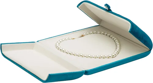 Vista 2 de Caja de regalo de collar grande de terciopelo escaparate joyería collar de perlas caja de almacenamiento (azul)