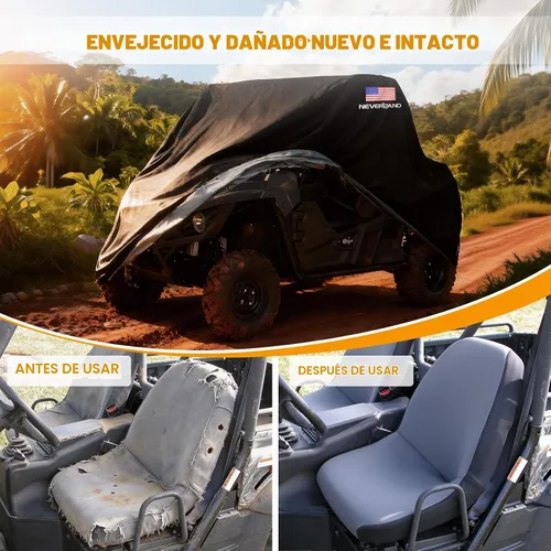 Vista 6 de NEVERLAND Fundas UTV de 2 plazas, lado a lado, impermeable, para exteriores, con bandera estadounidense, compatible con Polaris Ranger RZR Can-Am