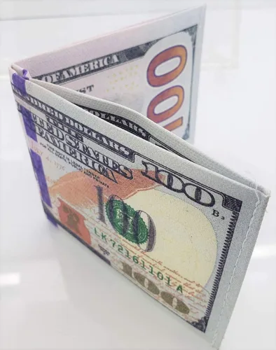 Vista 6 de Billetera de dinero de $100. Billete de cien dólares impreso biplegable, grande (7.5") divertido Big Bucks Novedad
