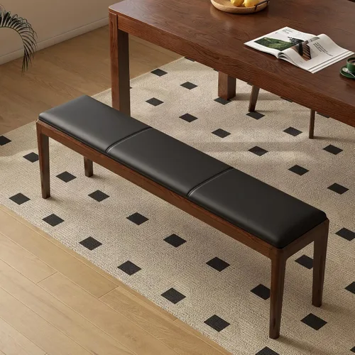 Vista 19 de Banco de comedor 100% madera maciza de 47.2'', banco largo de madera de roble para mesa de comedor, pie de cama, entrada, pasillo, respaldo de sofá