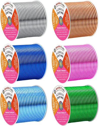 Vista 303 de Mandala Crafts - Alambre de aluminio anodizado de calibre 22 para hacer joyas - 137.2 m de alambre flexible surtido y coloreado - Doble para bonsái