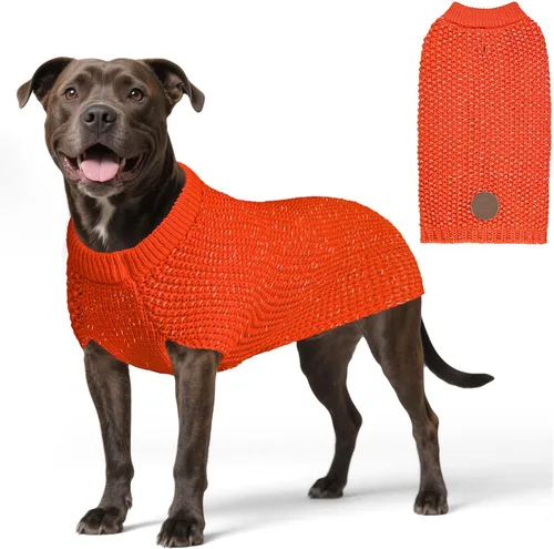 Vista 12 de KYEESE Suéter para Perro con Agujero para Correa para Perros Pequeños Machos Suéter Cálido con Hilo Reflectante Tejido Suave Ropa para Perros Machos