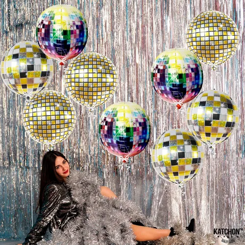 Vista 6 de KatchOn Globos de bola de discoteca multicolor de 22 pulgadas, paquete de 6
