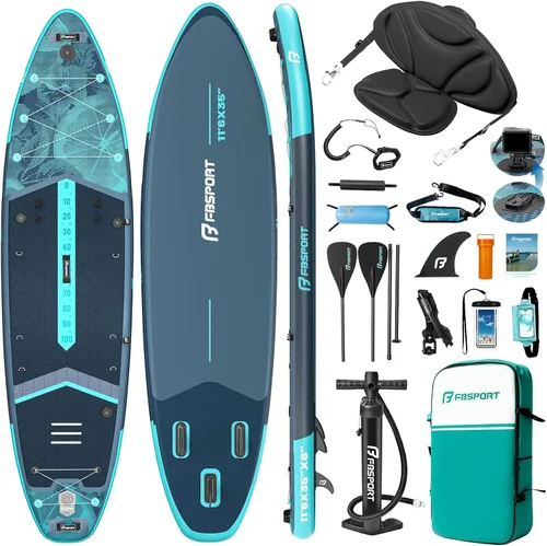 Vista 8 de FBSPORT Tabla de remo de pie prémium de 11 pies, tabla de yoga con accesorios de SUP y bolsa de transporte, amplia posición, control de surf