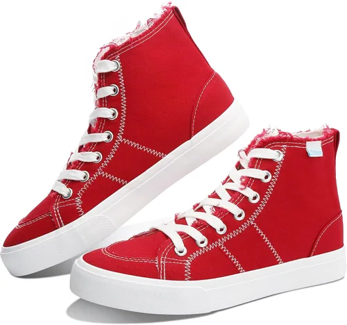 Vista 47 de Obtaom Zapatos de lona de alta calidad para mujer/hombre para jugar a media pantorrilla, zapatillas de deporte de moda casuales con cordones de alta