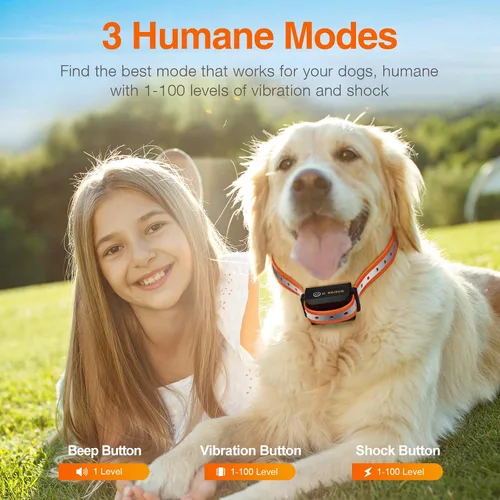 Vista 2 de ROJECO Collar de entrenamiento para perros con control remoto de 3300 pies, IPX7 impermeable, recargable, collar de choque para perros grandes