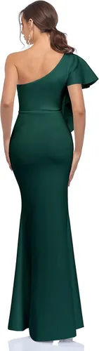 Vista 2 de Vestido de noche de sirena con un hombro para mujer, vestido largo formal de cóctel