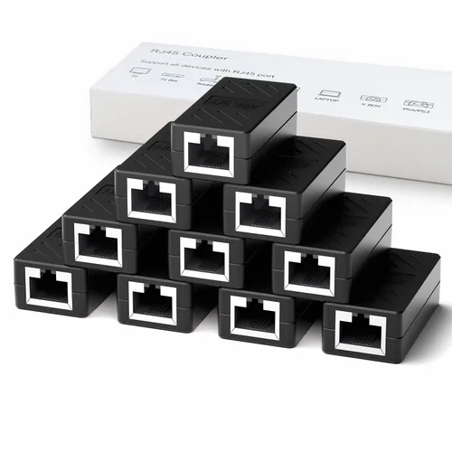Vista 15 de Dingsun Acoplador RJ45, extensor Ethernet para conector hembra a hembra Cat7/Cat6/Cat5e/Cat5 (1 paquete, negro)