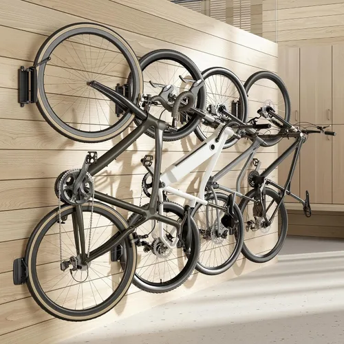 Vista 11 de PEGZONE 2 paquetes de ganchos para bicicletas para garaje, soporte de pared giratorio resistente, sostiene 77 libras, soporte ajustable