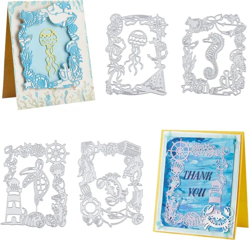 Vista 10 de ORIGACH 4 piezas de marco de ventana para puerta, fondo de encaje, troquelados, plantillas en relieve, molde de plantilla para álbumes de recortes