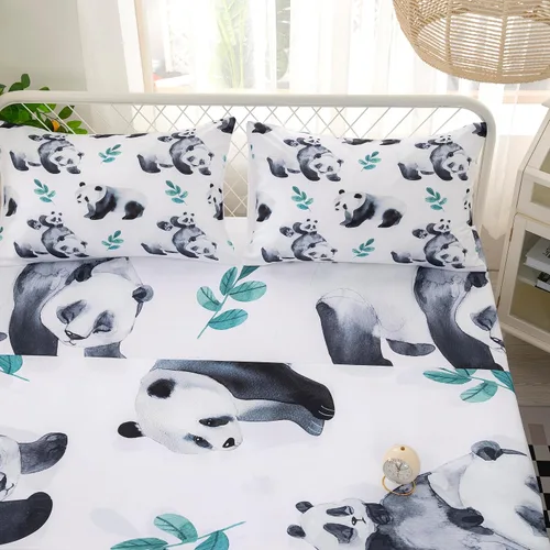 Vista 5 de CVHOUSE Panda - Juego de sábanas bajeras de tamaño individual, juego de ropa de cama para niños y niñas, bonito juego de sábanas, 1 sábana encimera