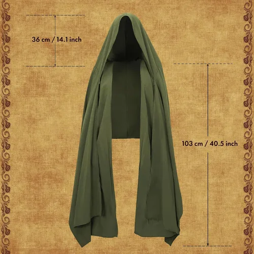 Vista 5 de Chal medieval con capucha, bufanda multifuncional, accesorio de disfraz para chamán vikingo renacentista