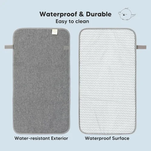 Vista 4 de KeaBabies Cambiador de pañales portátil y paquete de 5 paños para eructos para bebés, niños y niñas, tapete cambiador plegable impermeable