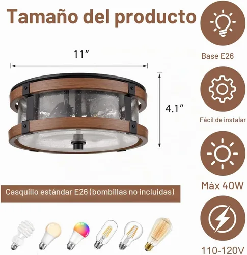 Vista 4 de DEYNITE Lámpara de techo de 2 luces con pantalla de vidrio sembrado