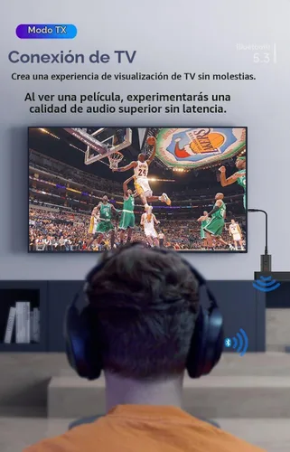 Vista 4 de Transmisor/receptor Bluetooth 5.3, adaptador USB inalámbrico auxiliar