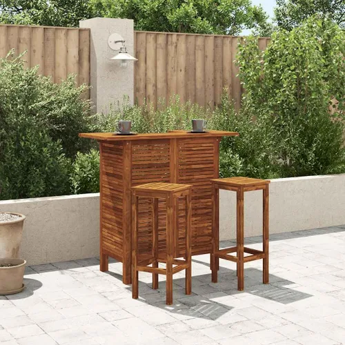 Vista 2 de vidaXL Mesa de bar de 43.3 x 19.7 x 41.3 pulgadas, madera de acacia maciza