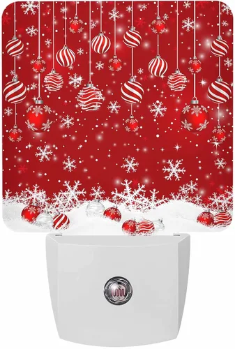Vista 19 de Luces nocturnas decorativas enchufables a la pared, lámpara LED para niños, sensor de atardecer a amanecer, estrella de copo de nieve de Navidad
